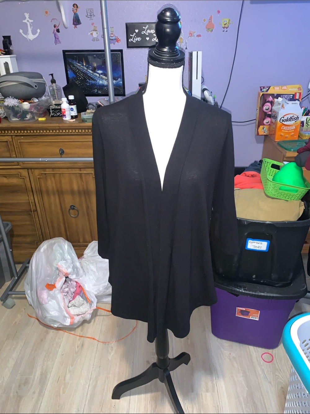 Torrid Black Tissue Weight Open Front Cardigan Sweater 3/4 sleeves